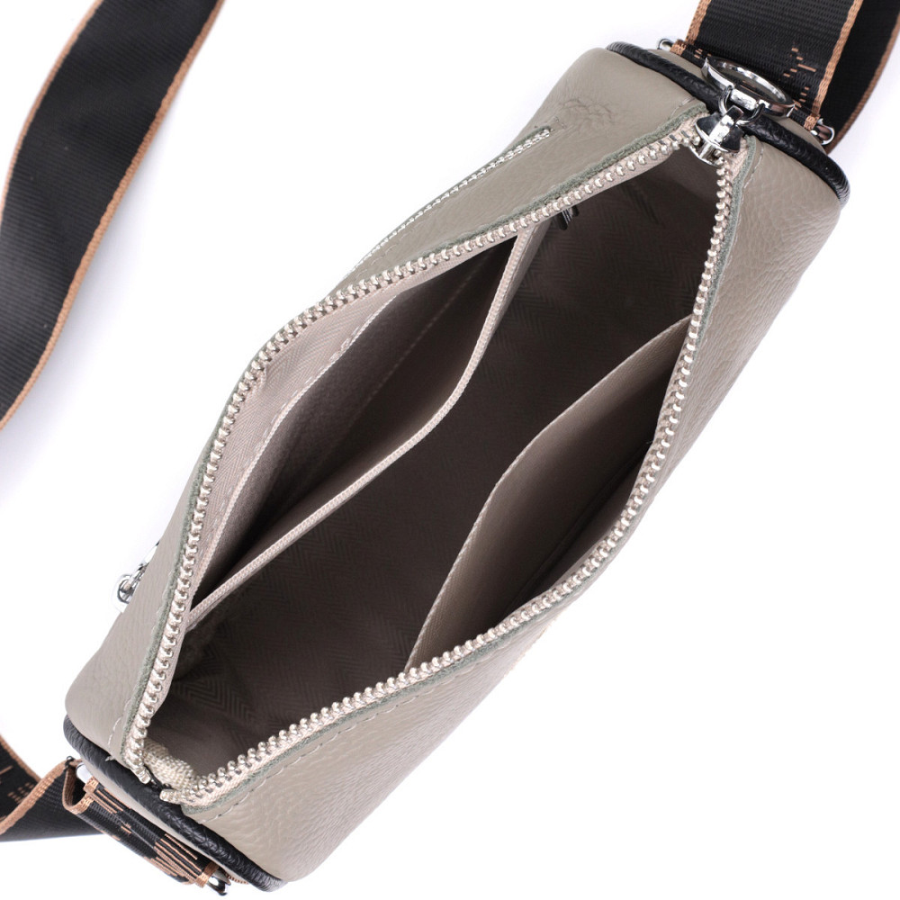 Красива жіноча сумка з вишивкою на лицьовій стороні з натуральної шкіри Vintage 22626 Сіра Київ - фото 9