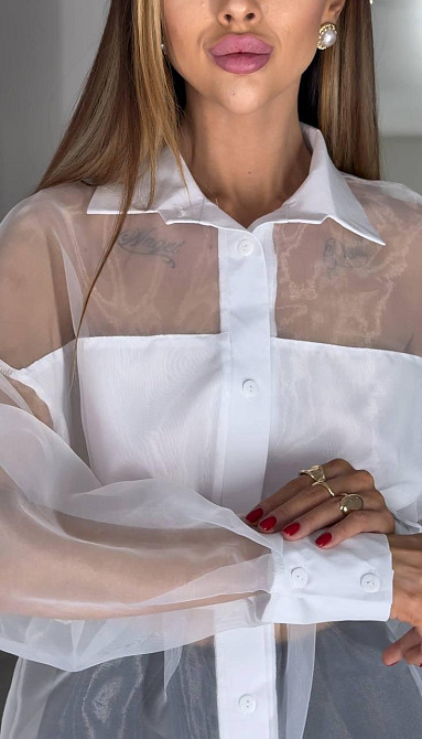 Жіноча стильна блуза з напівпрозорої органзи Одеса - фото 9