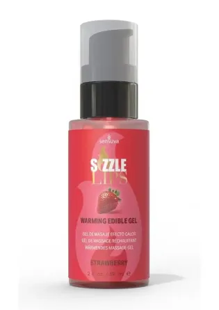 Зігрівальний масажний гель Sensuva Sizzle Lips Strawberry (59 мл), без цукру, їстівний Львов
