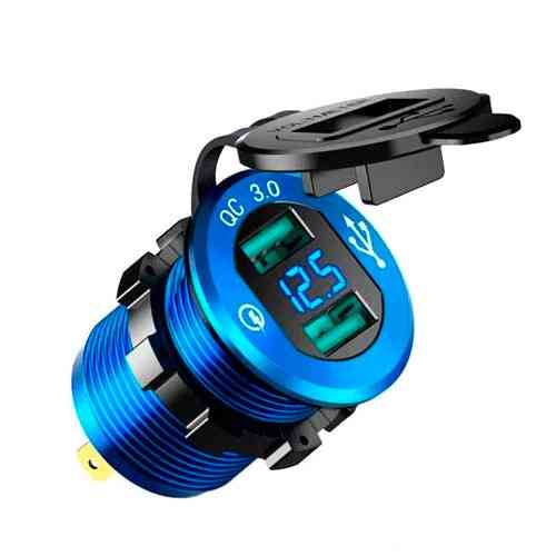 Встраиваемый адаптер 2x USB с вольтметром для авто Киев