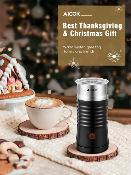 Спінювач молока Aicok 240 мл, міксер-пінозбивач, капучинатор з антипригарним покриттям, підігрів і холодна піна Київ - фото 1