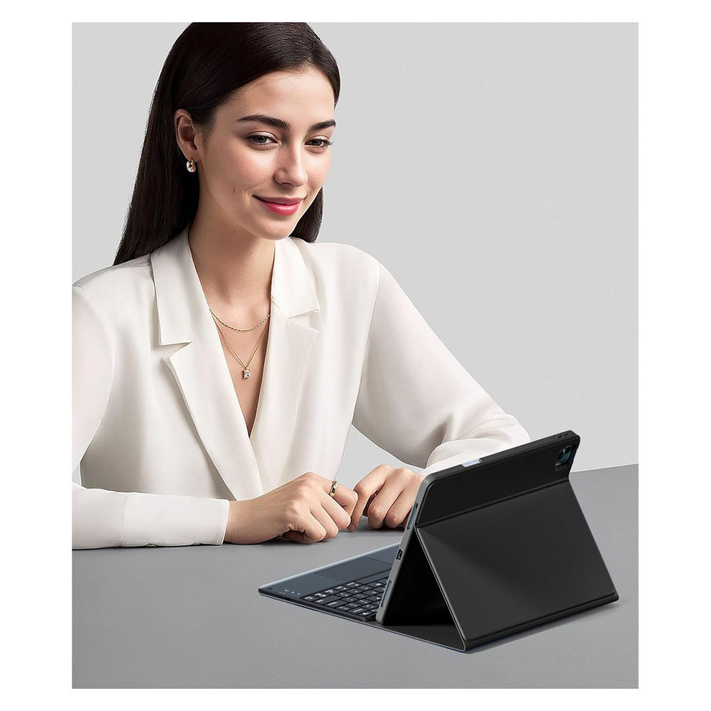 Чохол з клавіатурою кейс Harvopu for iPad Air 13 і Pro 12.9 Чорний мультитач трекпад 7 кольорів підсвітка магнітна клавіатура Київ - фото 2