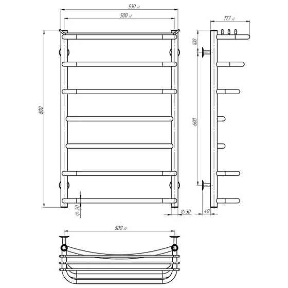 Рушникосушарка UNIO Zp EU 800-500-7 Зета з полицею електро Київ