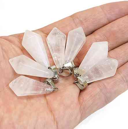 Підвіска-кулон з гірського кришталю, огранений камінь у формі конуса, 1 шт Київ