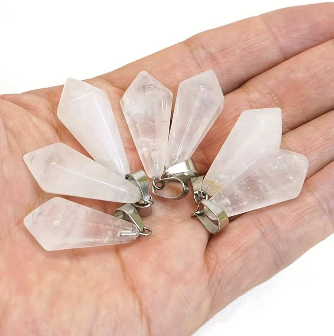 Підвіска-кулон з гірського кришталю, огранений камінь у формі конуса, 1 шт Київ - фото 1