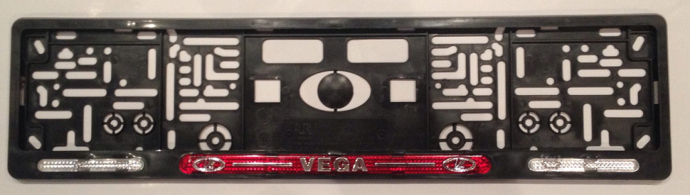 Рамка номерного знака хром напис Vega (Лада) пластик чорна 2 шт. Київ - фото 1