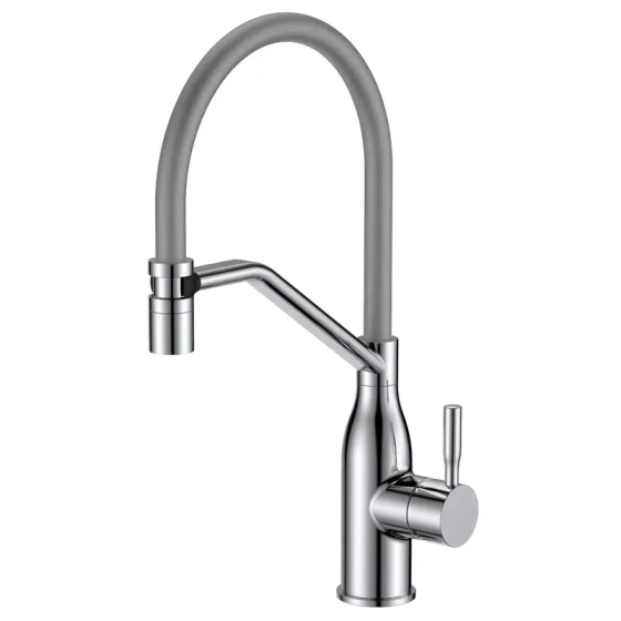 Змішувач для кухні MIXXUS PREMIUM GRAVITY 017 (NUT) SS COLOR REFL.GREY (Колір нержавійка та силіконовий вилив сірий) (MI8407) ( Харьков