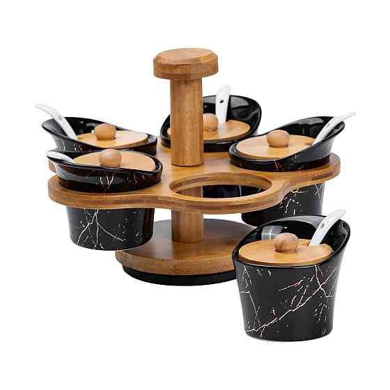 Набір банок для сипучих продуктів на бамбуковій підставці Київ