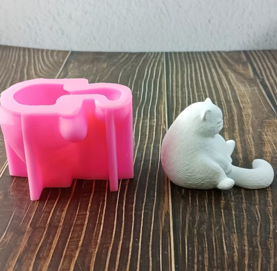 Силіконова форма «Сплячий котик» 3D, рожева Київ