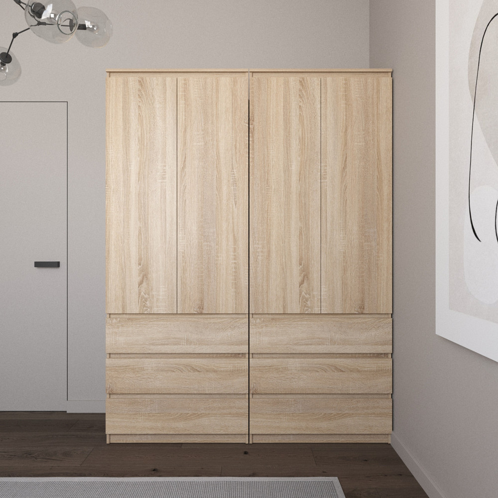 Шафа для одягу VAYS зі штангою та полицями, 6 шухляд, комплект з 2 шаф R9+R16 Дуб Сонома Львів - фото 1