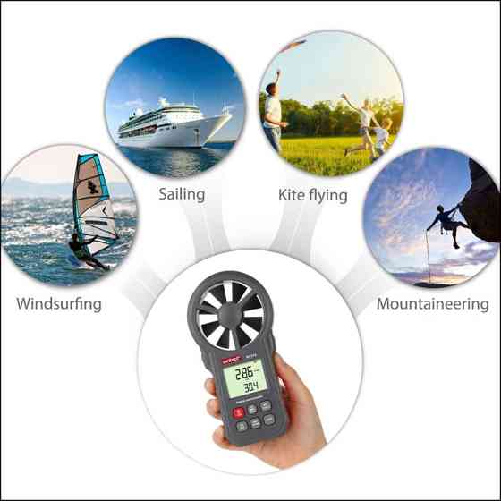 Анемометр крильчастий USB, Bluetooth 0,3-30 м/с, -10-45 °C WINTACT WT87B Чернігів