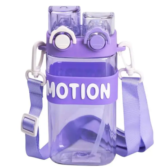 Пляшка для води з трубочкою 550 мл спортивна пластикова пляшка для тренувань Фіолетова HP-14-49V Київ