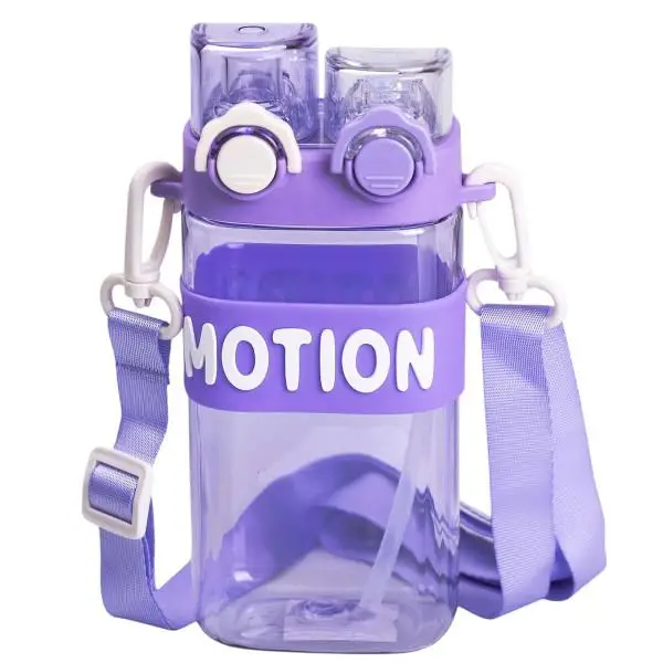Пляшка для води з трубочкою 550 мл спортивна пластикова пляшка для тренувань Фіолетова HP-14-49V Київ - фото 1