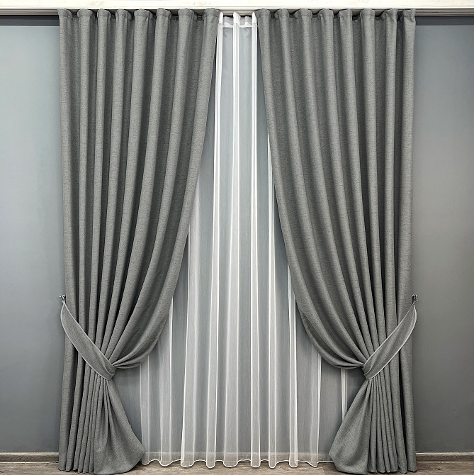 Комплект готових штор VR-Textil TWEED_V № 1918ш Сірий 200х290 см 2 шт (32-337) Київ - фото 2
