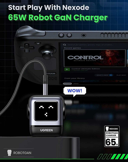 Зарядное устройство Ugreen Nexode RG 65W USB C GaN Charger. Харьков - изображение 2