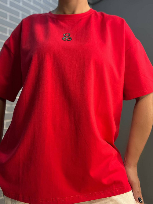 Футболка женская A-N 2006 базовая широкая оверсайз медвежонок камни one size, черный, one size Киев - изображение 16