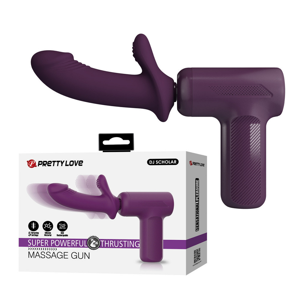 Вибромассажер пистолет PRETTY LOVE Dj Doctor Massage Gun фиолетовый, 13.6 х 3.9 см Sex Aura Киев - изображение 1