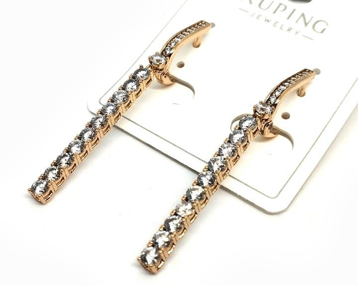 Серьги женские длинные золотистые Киев - изображение 1