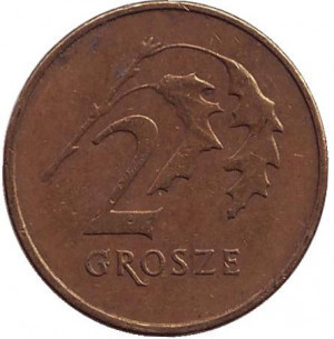 Дубове листя. Монета 2 гроша, 1990-2021 рік, Польща. (В) Полтава - фото 1