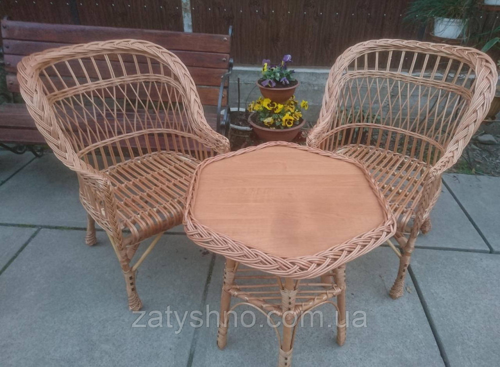 Меблі плетені на балкон з шестигранним столом Київ - фото 3