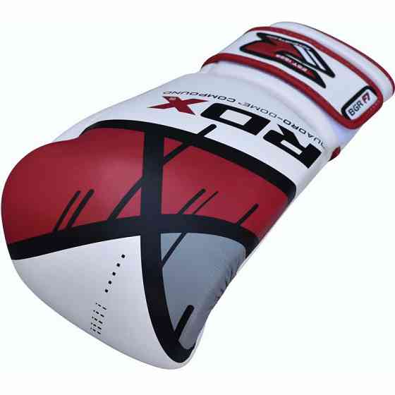 Рукавички боксерські для боксу та єдиноборств професійні оригінальні RDX Rex Leather Red 10 унцій білі з червоним Київ