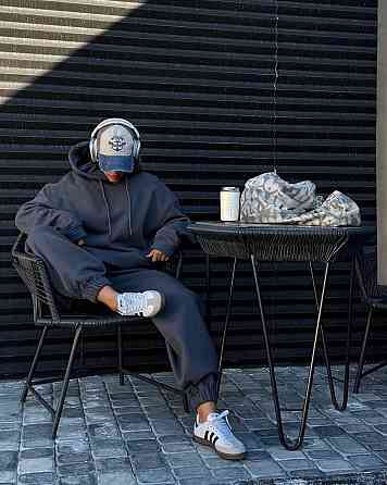 Жіночий повсякденний стильний костюм із якісної тринитки на флісі Графіт Одеса