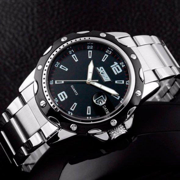 Чоловічий наручний годинник Skmei Robby Steel 0992S Сріблястий з чорним Київ - фото 2