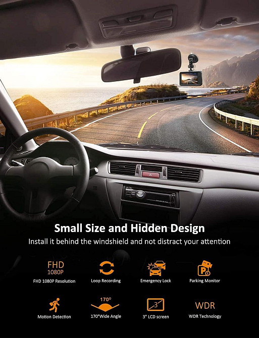 Автомобильный видеорегистратор Pathinglek Dash Cam A7 Full HD 1080P — Автокамера 3