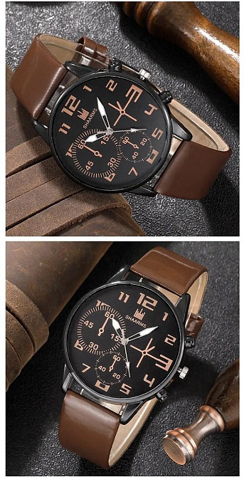 Подарочный набор для мужчин: наручные часы с 4 браслетами- диам 4,1см, длин 2,4см, шир рем 2см, без коробки Киев - изображение 4