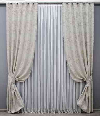 Комплект готовых штор VR-Textil Жаккард Мрамор Al3 № 1599ш Молочный с бежевым 145х270 см 2 шт (33-0558) Киев