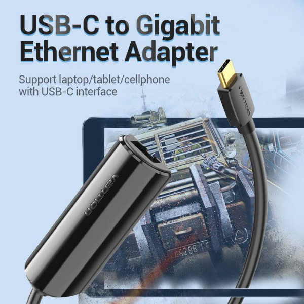 Перехідник USB3.1 Type-C --> Ethernet RJ45 1000 Mb Gigabit Vention (CFBBB) Київ - фото 9
