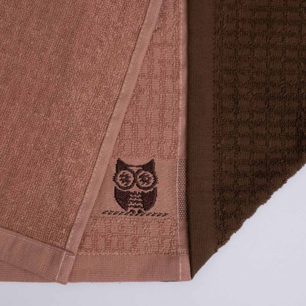 Набор кухонных махровых полотенец 2шт GM Textile 30x50см, 30x50см Совы 400г/м2 (Бежевый/Коричневый) Сумы - изображение 5