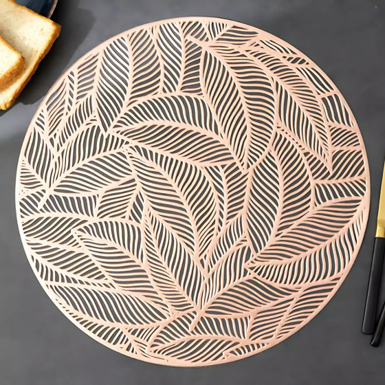 Сервировочная салфетка под горячее круглая 38х38 см, коврик сервировочный розово-золотистый набор 2 шт Каменец-Подольский