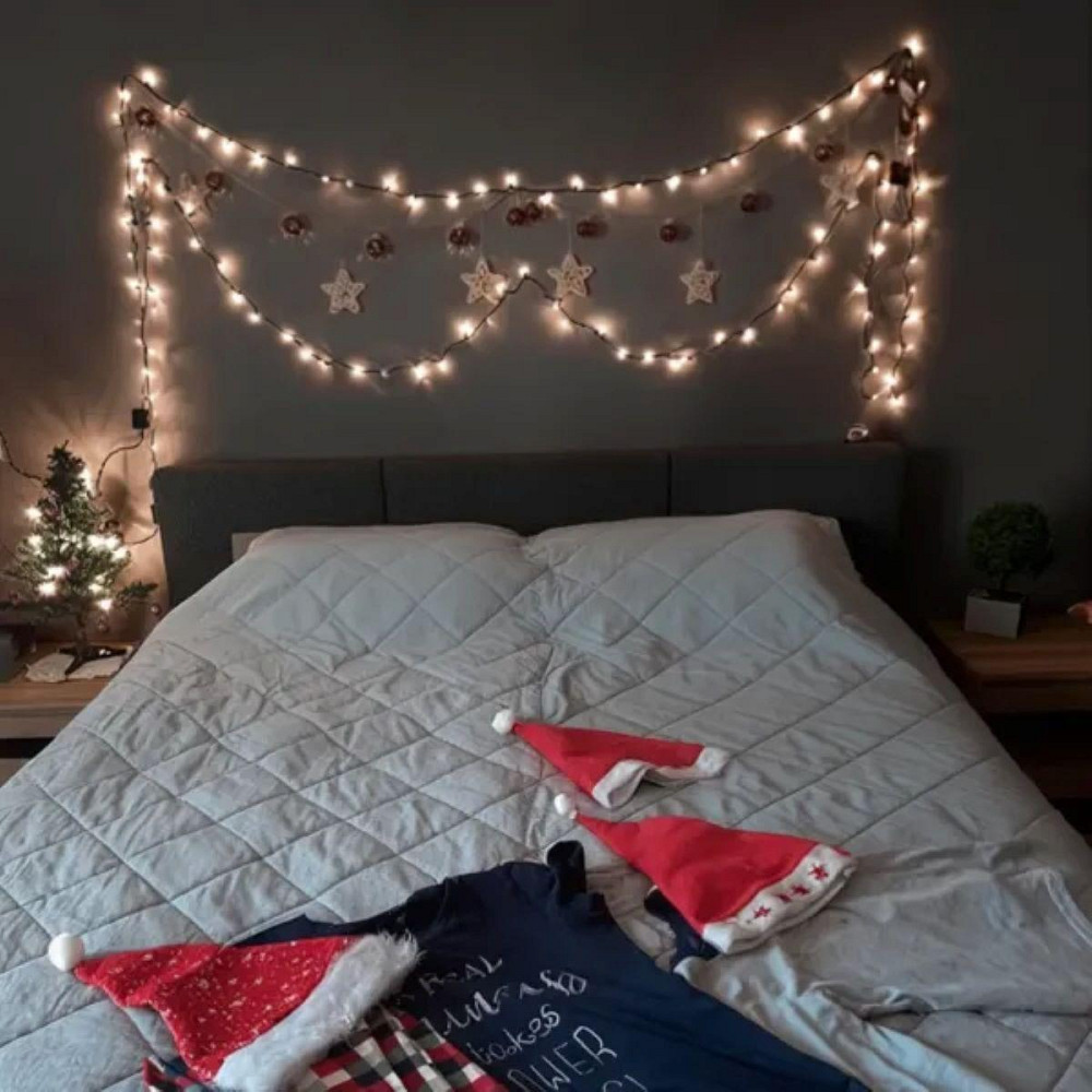 Новорічна гірлянда кімнатна нитка 18 м 180 LED кімнатна гірлянда чорний провід Біле світло W180LED18MBW Київ - фото 3