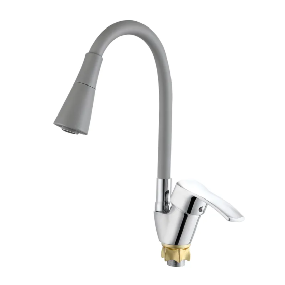 Кухонный смеситель с силиконовым изливом Zerix YUT 279 Reflector Gray, серый излив (ZX5987) Харьков