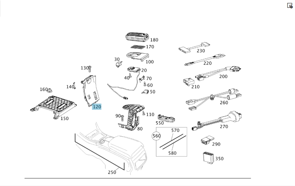 Mercedes-Benz  A2468230411 Накладка в підлокітнику з отвором під USB CLA C117 GLA X156 A-class W176 B-class W242 B-class W246 G-class W463 Одеса - фото 2