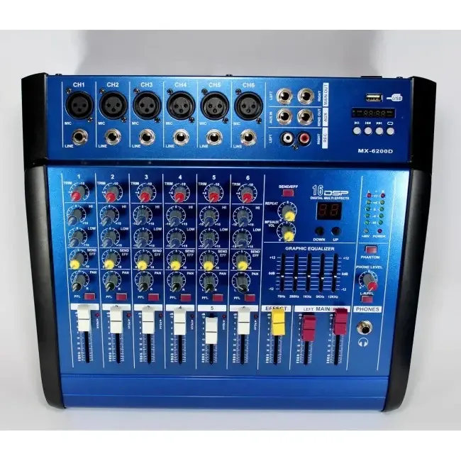 Професійний 7-канальний активний мікшерний пульт Mixer BT6300D: частотний діапазон 100 Гц – 20 кГц, 230 В Одеса - фото 3