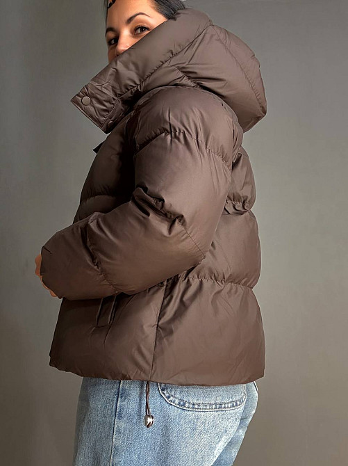 Куртка женская Lady Yep 10005 дутая пуффер с капюшоном коричневая, коричневый, 44 Киев - изображение 17