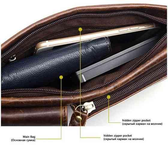 Поясная cумка мужская Vintage 14897 Коричневая Киев