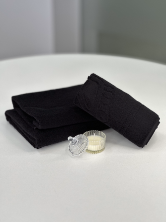 Комплект махровых полотенец + коврик для ног Ideal Textile Чорний Черновцы