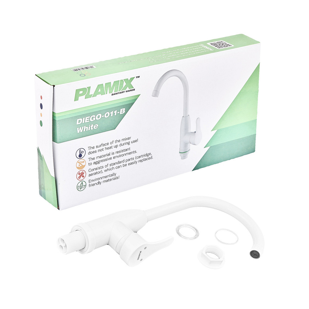 Смеситель для кухни Plamix Diego-011-B White (без подвода) (PM0658) Киев - изображение 4