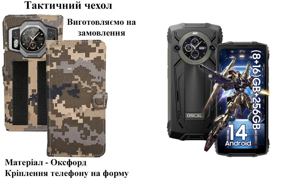 Тактичний чохол для Blackview Fort 100, кріпиться до спорядження на липучці Київ - фото 1