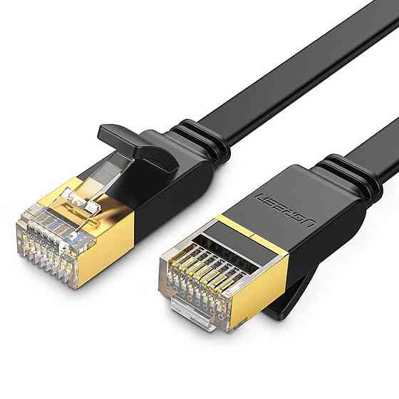 Патч-корд Ugreen NW106 прямий U/FTP (STP) мережевий кабель Ethernet Cat7 11260 (Чорний, 1 м, Плоский) Миколаїв