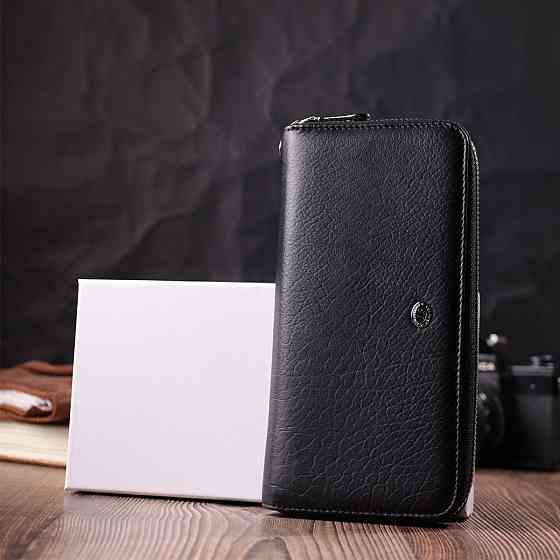 Гаманець-клатч універсальний на одне відділення з натуральної шкіри Чорний (ST Leather) Київ