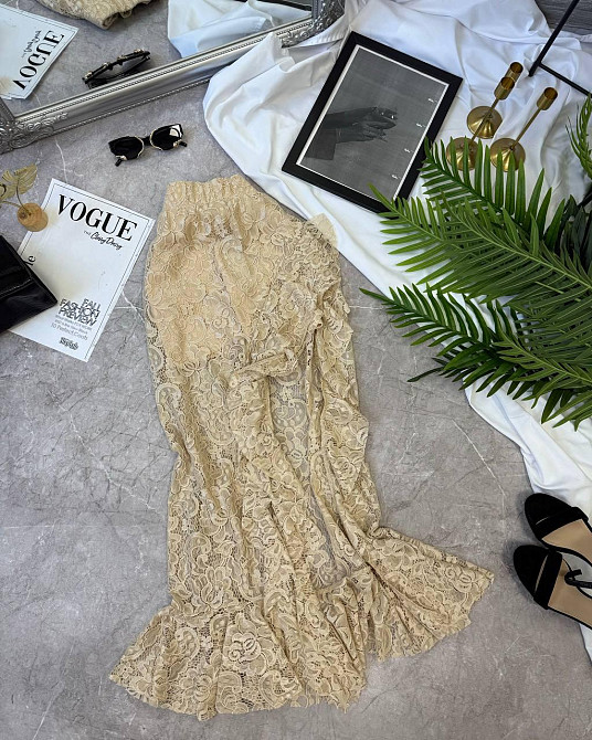 Женская трендовая гипюровая юбка с шортами гипюр(кружево) Бежевий, 46/48 Одесса - изображение 3