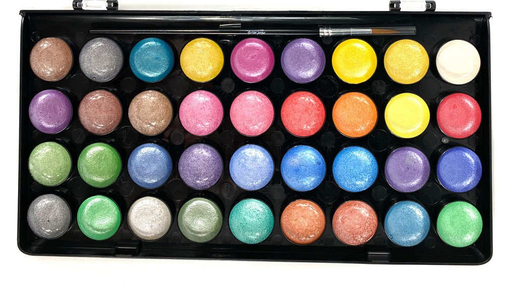 Набор акварельных красок MONT MARTE Signature Metallic с перламутром  36 цветов+1 кисть. Акварельные краски Каменец-Подольский - изображение 2