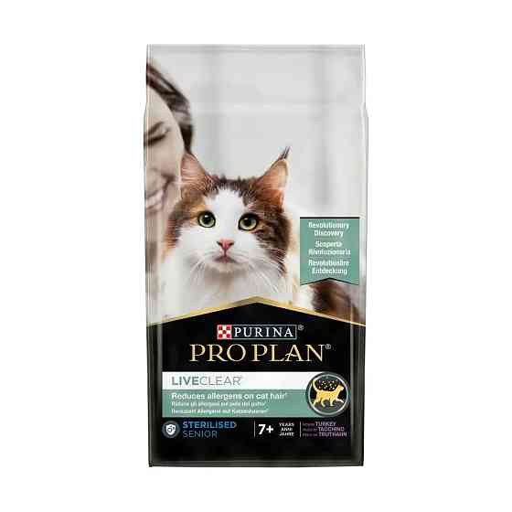 Сухой корм PRO PLAN LiveClear Sterilised Adult 7+ для кошек от 7 лет для уменьшения аллергенов на шерсти и после стерилизации, с индейкой, 1.4 кг Киев
