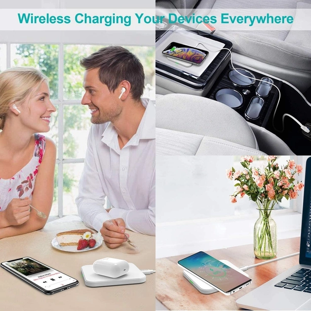Бездротовий зарядний пристрій Choetech T511-S 10W White: Стильна Qi-зарядка для iPhone та Android Київ - фото 7