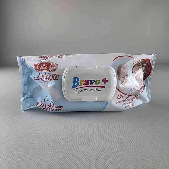 Серветки вологі 120 шт.з клапан "Bravo Lili" дитяча (1 пачка) Харків