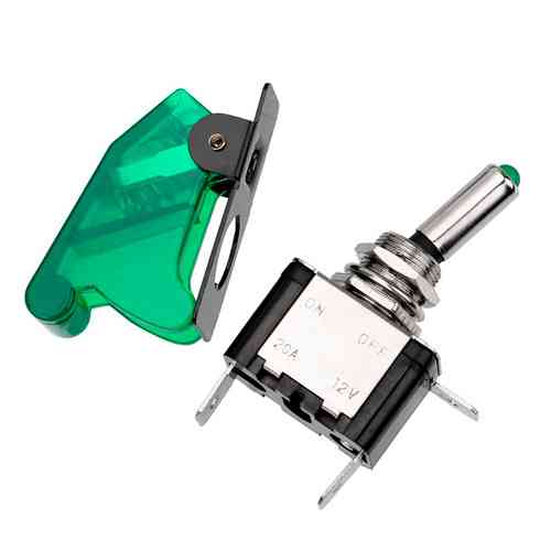 Переключатель, тумблер, выключатель питания 12В 20А LED, зеленый Винница